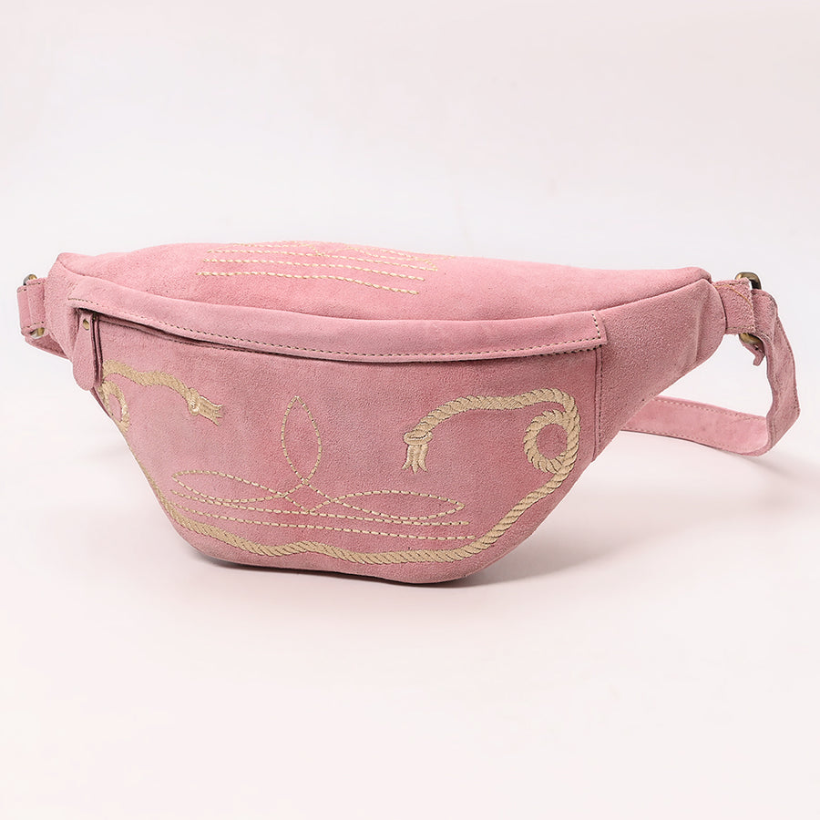 American Darling Genuine Leather Fanny Pack with Boot Stitch Embroidery - Uhorse