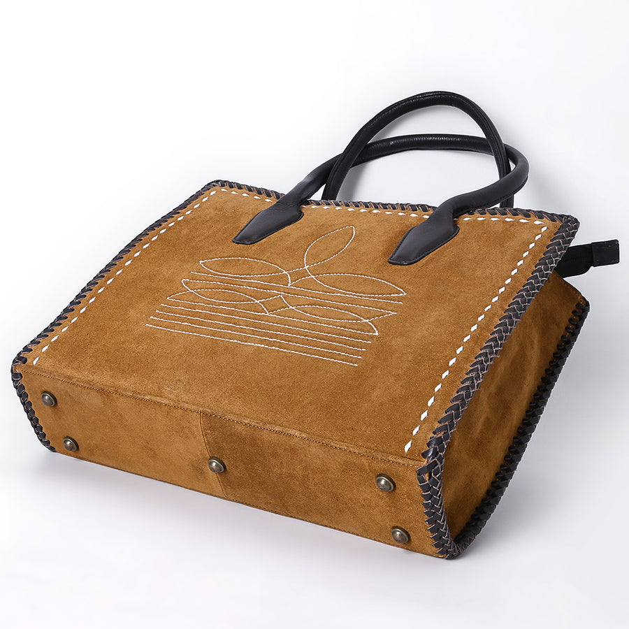 American Darling Tote Bag Western Genuine Leather Handcrafted Shoulder Purse with Boot Stitched Design and YKK Zipper