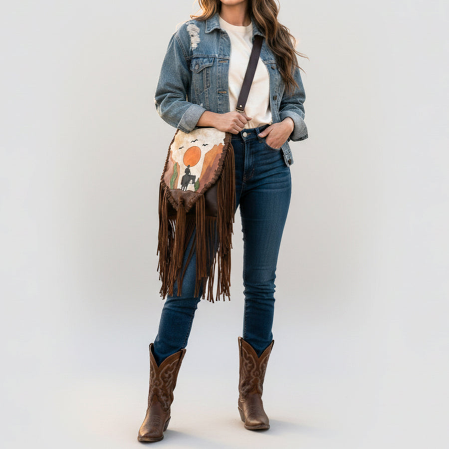 American Darling Messenger Full Grain Genuine Leather Western Women Bag | Handbag Purse Bags for Cute