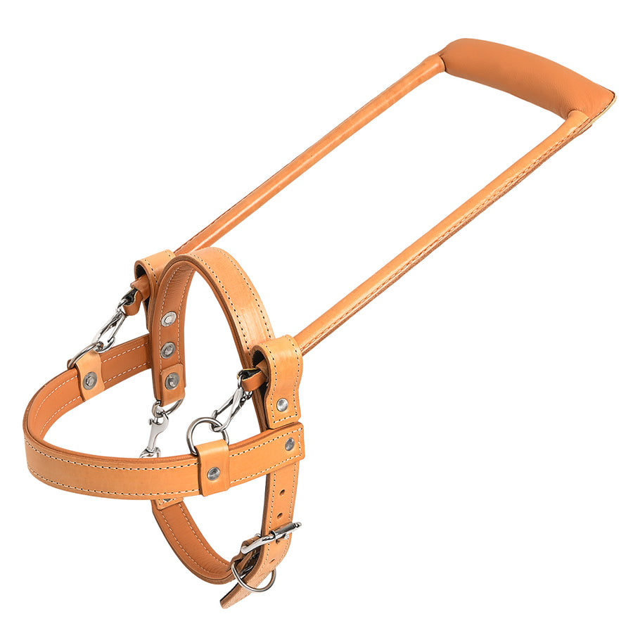 HILASON Guide Dog Harness Brown Padded Genuine Leather with Handle Tan | Adjustable Straps for Training Breathable - Uhorse