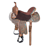 HILASON Flex Tree Western Horse Saddle in American Leather Barrel Trail | for Horses