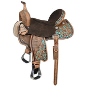 HILASON Flex Tree Western Horse Saddle in American Leather Barrel Trail | American Saddle Horse | Leather Saddle | Western Saddle | Saddle for Horses | Horse Saddle Western