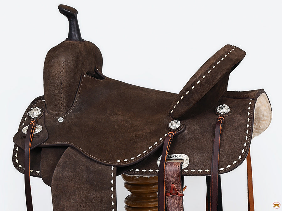 HILASON Flex Tree Western Horse Saddle in American Leather Barrel Trail | for Horses