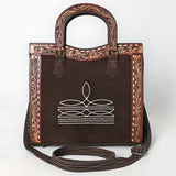 American Darling Western Leather Tote Bag – Hand-Tooled Accents, Premium Genuine Suede Leather, Spacious Everyday Carry Tote