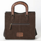 American Darling Western Leather Tote Bag – Hand-Tooled Accents, Premium Genuine Suede Leather, Spacious Everyday Carry Tote