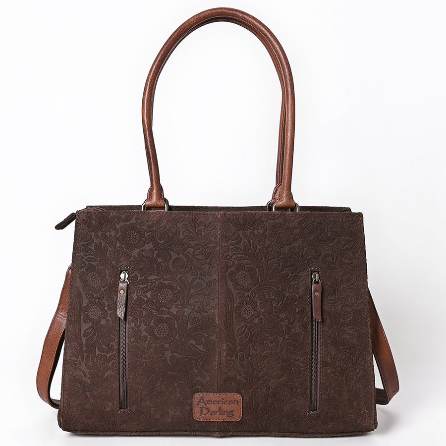 American Darling Western Leather Damascus Tote Bag – Premium Genuine Leather, Structured Body, Spacious Interior, Everyday Carry Tote with YKK Zipper