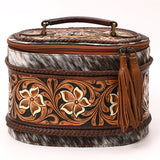 American Darling Hand Tooled & Hair On Genuine Leather Jewelry Case Bag