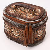 American Darling Hand Tooled & Hair On Genuine Leather Jewelry Case Bag