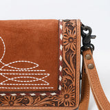 American Darling ADBG1653 Cross Body Hand Tooled Suede Genuine Western Leather Women Bag Western Handbag Purse