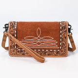 American Darling ADBG1653 Cross Body Hand Tooled Suede Genuine Western Leather Women Bag Western Handbag Purse