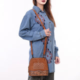 American Darling ADBG1659 Cross Body Hand Tooled Suede Genuine Western Leather Women Bag Western Handbag Purse