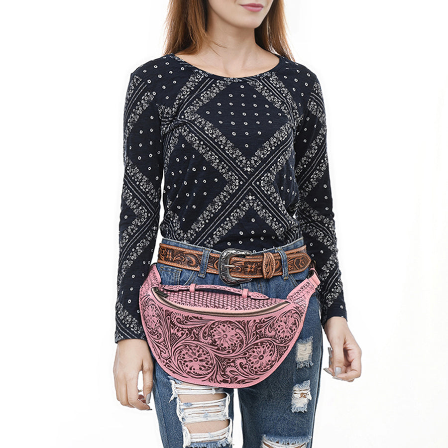American Darling Fanny Pack Hand Tooled Genuine Western Leather Women Bag Handbag Purse