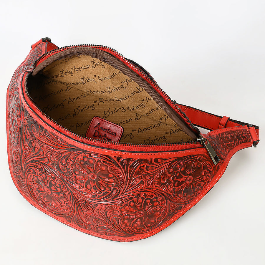 American Darling Fanny Pack Hand Tooled Genuine Western Leather Women Bag Handbag Purse