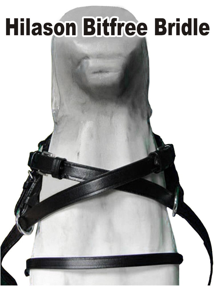 Hilason Leather Bitless Bitfree English Bridle With Reins Black