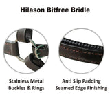 Western Leather Bitless Bitfree Bridle With Reins Black Hilason