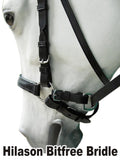 Western Leather Bitless Bitfree Bridle With Reins Black Hilason