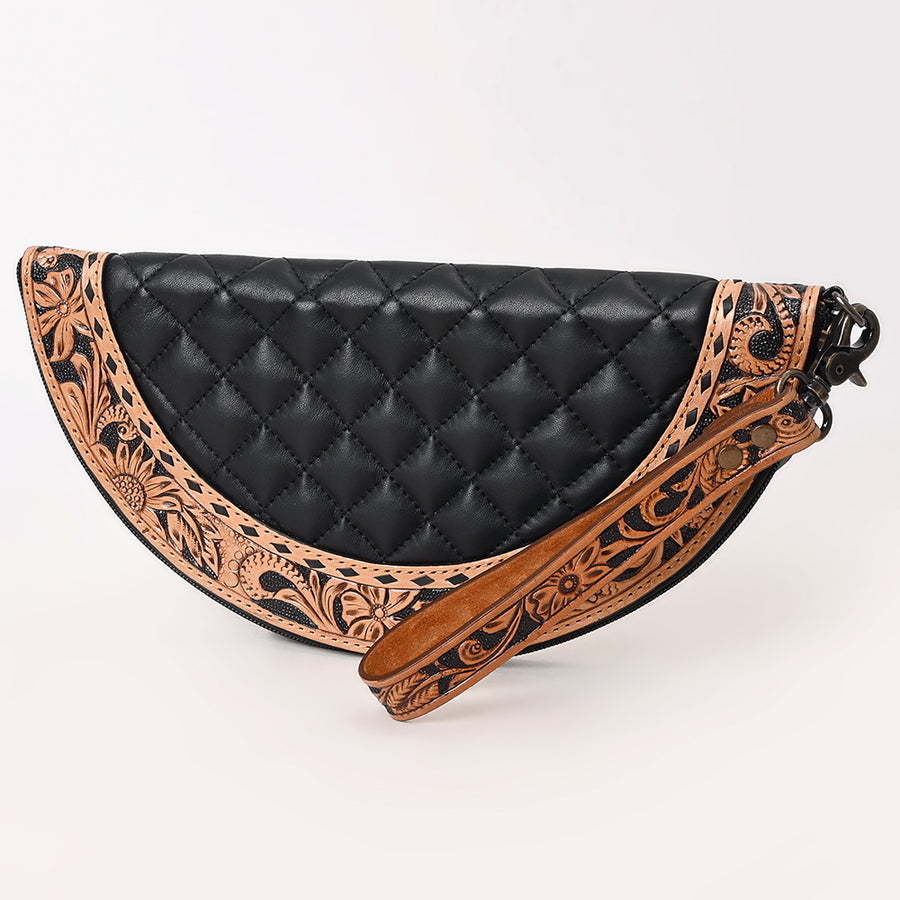 American Darling Western Leather Taco Bag with Hand-Tooled Details and Quilted Design - Uhorse