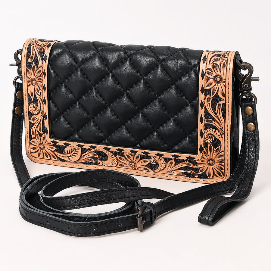American Darling Handcrafted Western Leather Organiser Bag Floral Tooled Panel - Uhorse