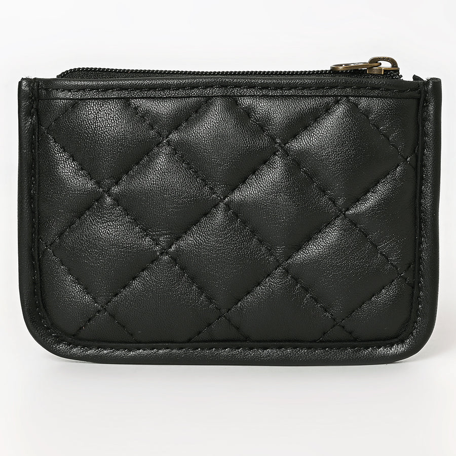 American Darling Genuine Leather Hand-Tooled Floral Quilted Coin Purse with YKK Zipper - 3.5in X 5in
