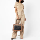 American Darling Genuine Leather Hand-Tooled Floral Quilted Tote Bag Shoulder Purse with YKK Zipper - 12in X 16in