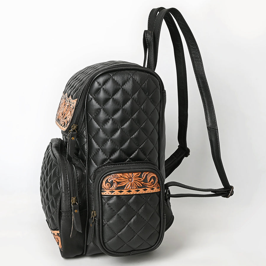 American Darling Genuine Leather Hand-Tooled Floral Quilted Backpack Bag Travel Purse with YKK Zipper