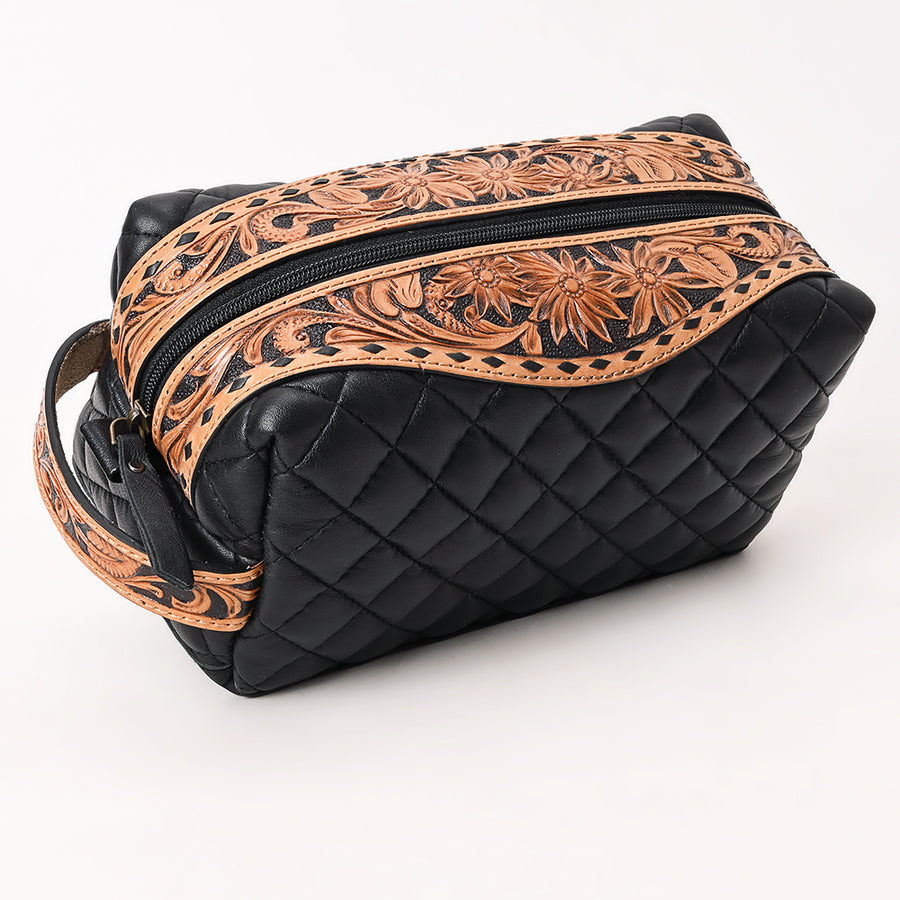 American Darling Toiletry Hand Tooled Genuine Leather Western Women Bag Handbag | Purse for