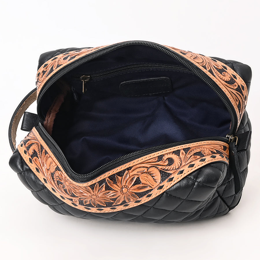 American Darling Toiletry Hand Tooled Genuine Leather Western Women Bag Handbag | Purse for
