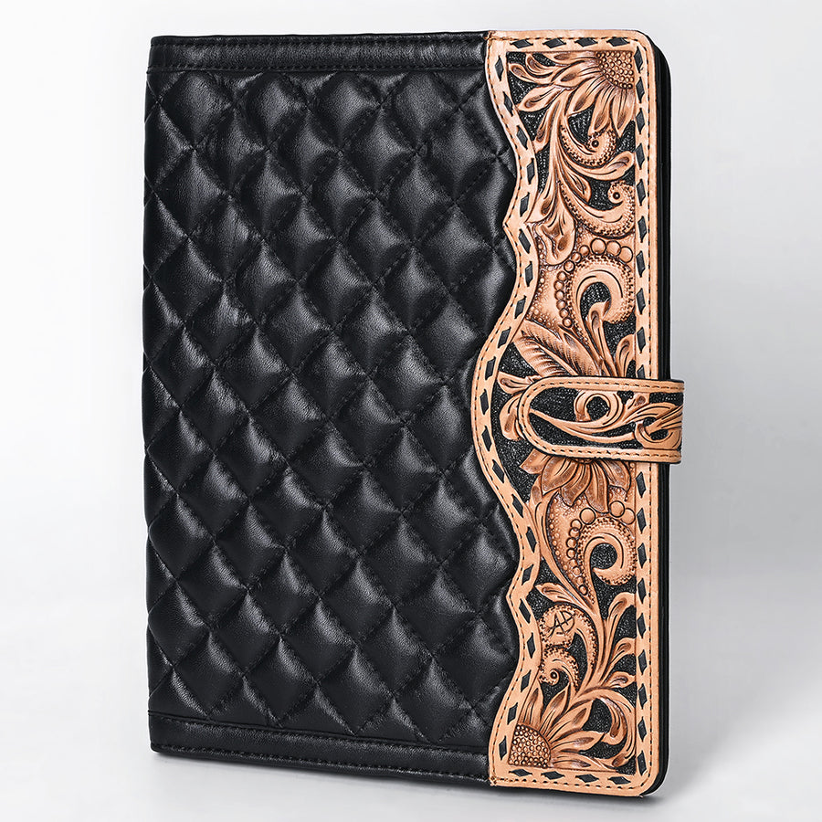 American Darling Hand-Tooled Floral Leather Portfolio Bag - Quilted Western Organiser - Uhorse