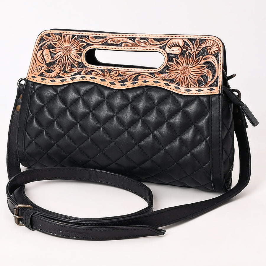 American Darling Hand-Tooled Western Leather Clutch Bag - Floral Carved - Uhorse