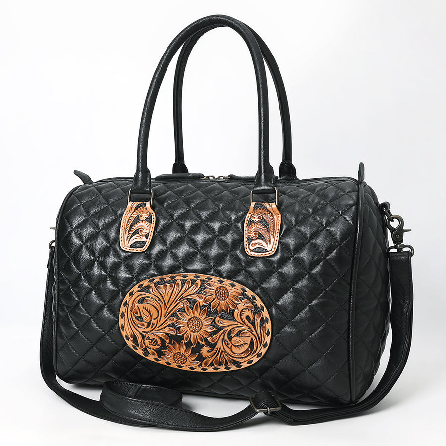 American Darling Quilted Leather Speedy Bag | Hand-Tooled Floral Bag - Uhorse