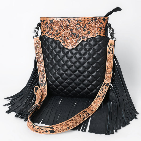 American Darling Large Quilted Crossbody | Hand-Tooled Leather Fringe Bag - Uhorse