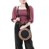 ADBG1684 Canteen Hand Tooled Genuine Western Leather Women Bag