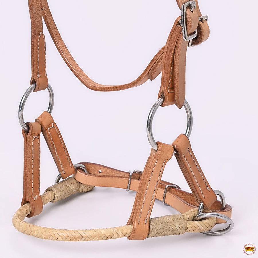 Hilason Western Horse Noseband Rawhide Genuine Leather Sidepull Headstall