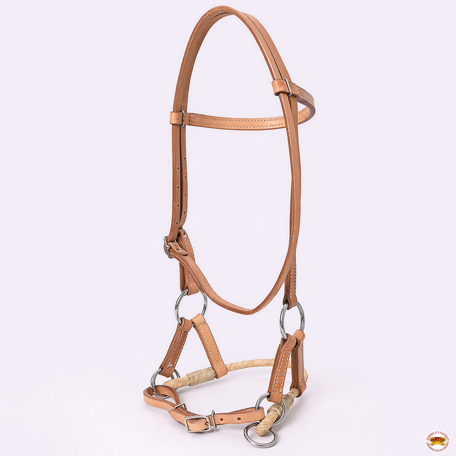 Hilason Western Horse Noseband Rawhide Genuine Leather Sidepull Headstall