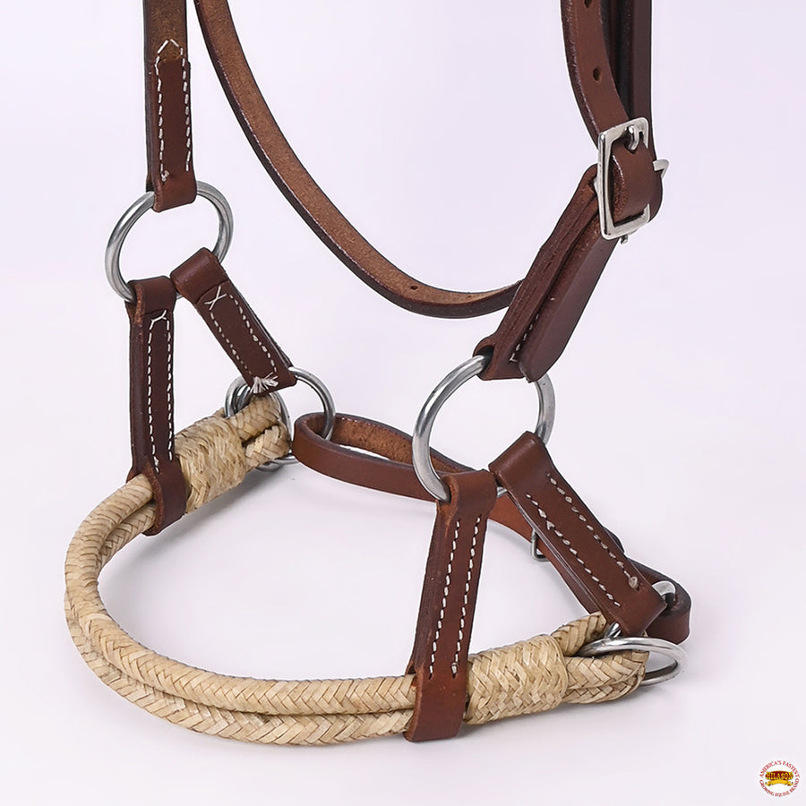 Hilason Western Horse Noseband Rawhide Genuine Leather Sidepull Headstall