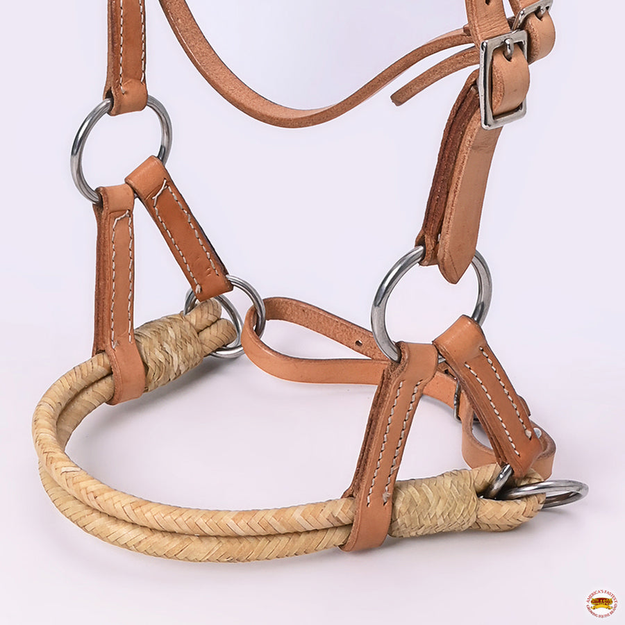Hilason Western Horse Noseband Rawhide Genuine Leather Sidepull Headstall