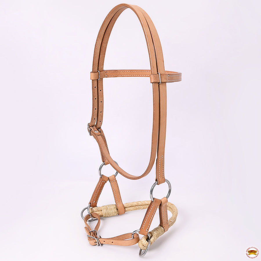 Hilason Western Horse Noseband Rawhide Genuine Leather Sidepull Headstall