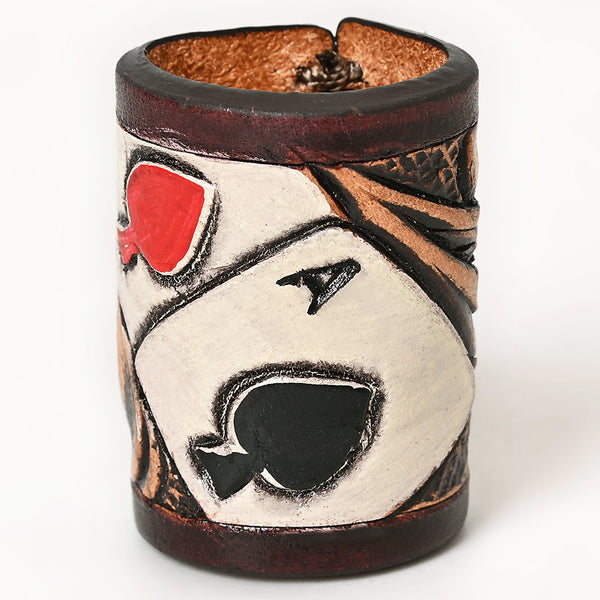 American Darling W. Hand Tooled Carved Genuine Leather Scarf Ring by Hilason – Cowboy and equestrian accessories