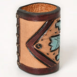 American Darling Western Hand Tooled Carved Genuine Leather Scarf Ring Brown Scarf Clasp Bandana Slide Bandana Cuff