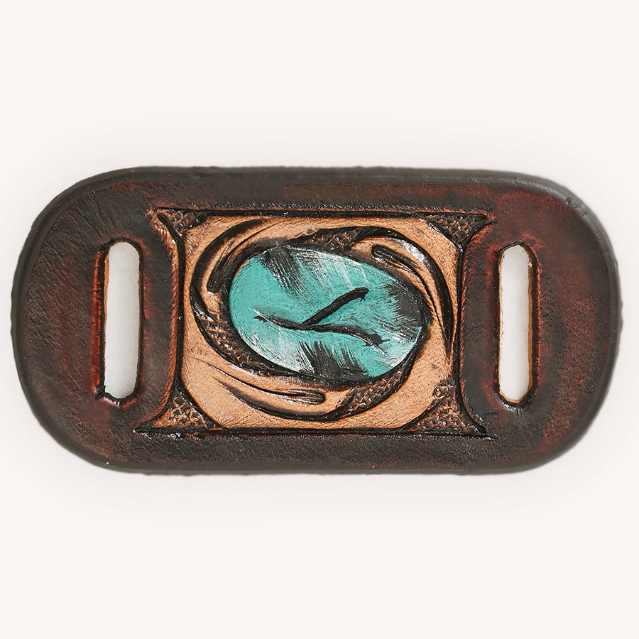 American Darling Hand Tooled Leather Scarf Ring - Vegetable-Tanned Sunflower Scarf Slide - Uhorse
