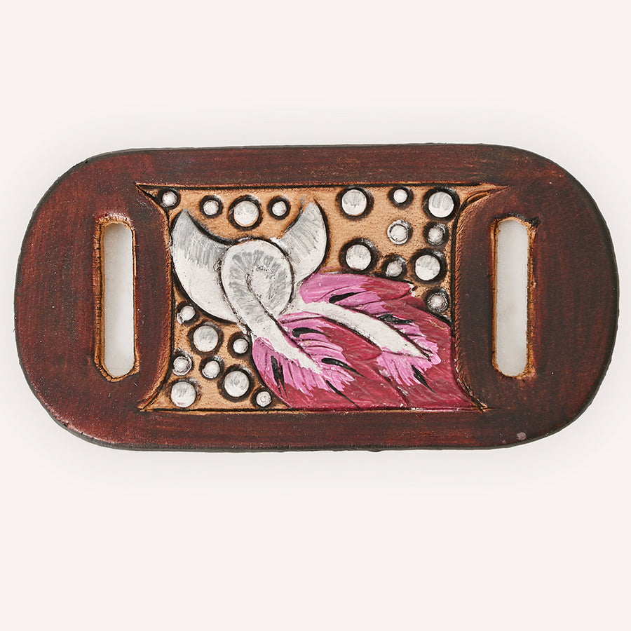 American Darling Hand Tooled Leather Scarf Ring - Vegetable-Tanned Sunflower Scarf Slide - Uhorse