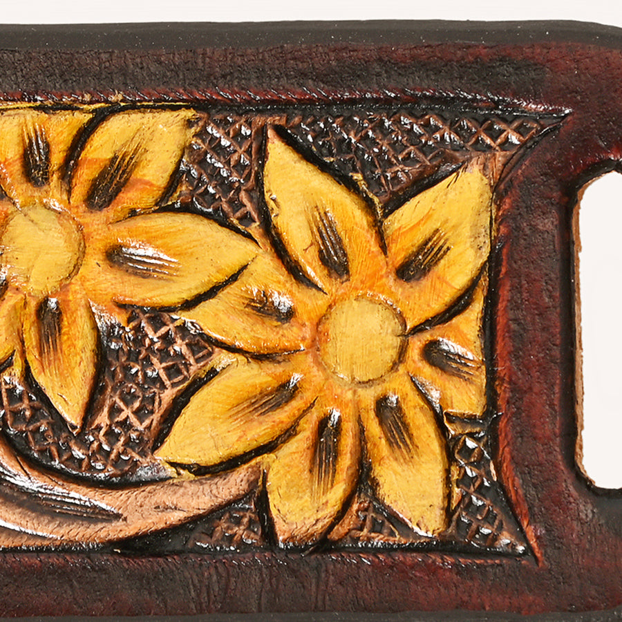 American Darling Scarf Ring Hand Tooled American Genuine Leather Vegetable-Tanned Western Scarf Slide 3in (H) X 1.5in (W)