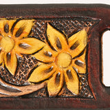 American Darling Western Hand Tooled Carved Genuine Leather Scarf Clasp Bandana Slide Bandana Cuff