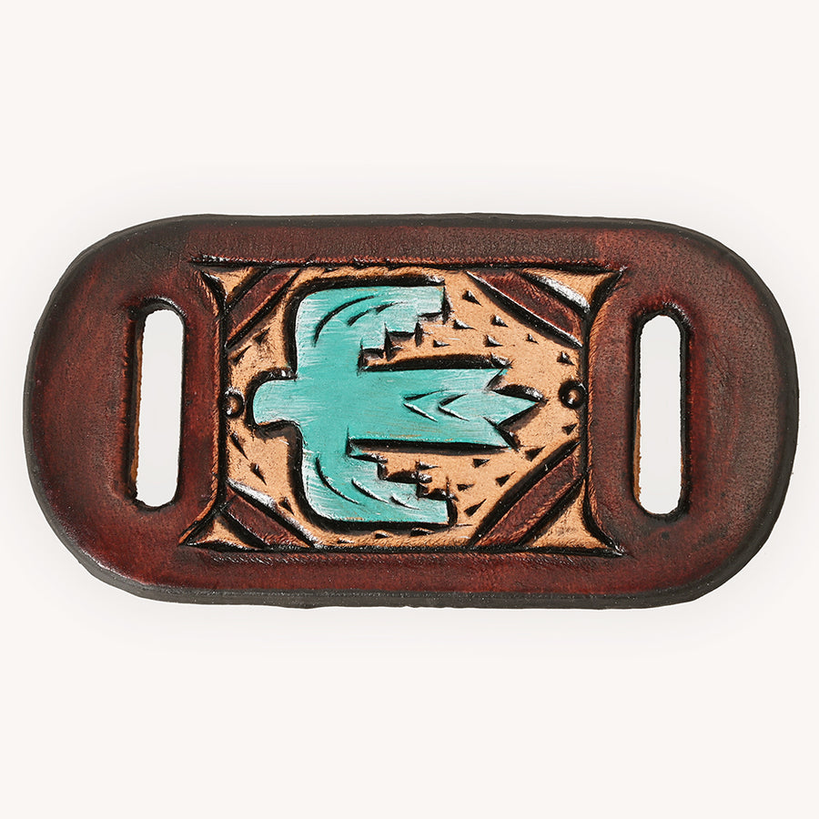 American Darling Hand Tooled Leather Scarf Ring - Vegetable-Tanned Sunflower Scarf Slide - Uhorse