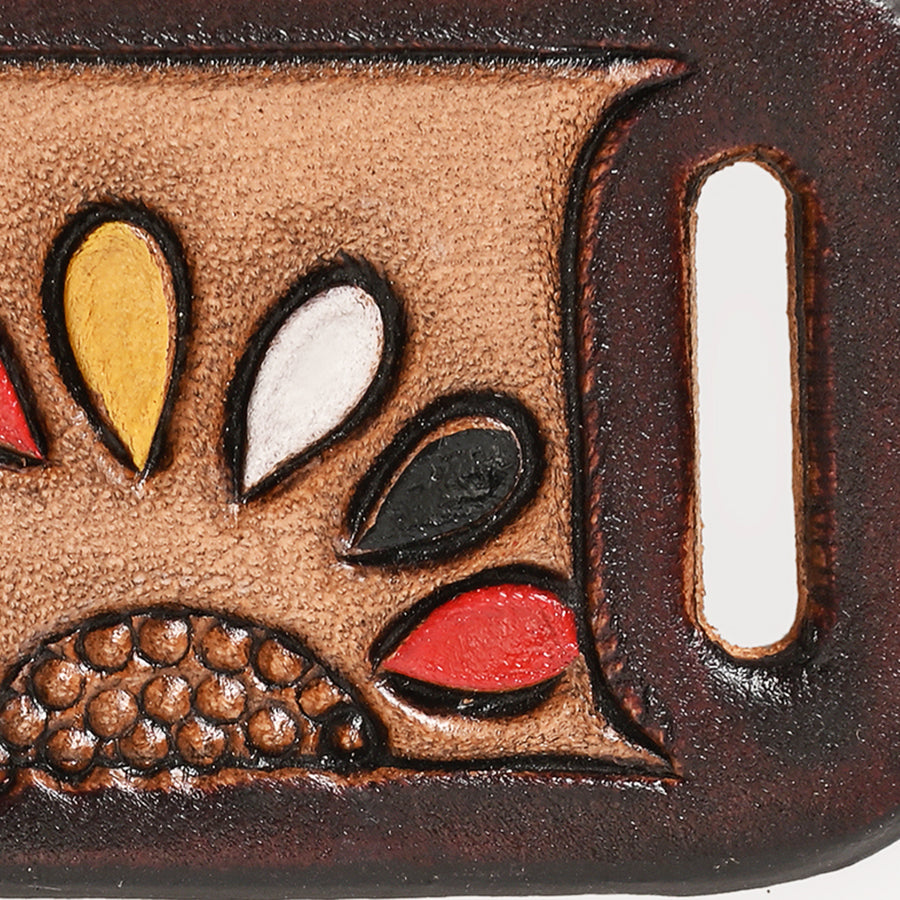 American Darling Scarf Ring Hand Tooled American Genuine Leather Vegetable-Tanned Western Scarf Slide 3in (H) X 1.5in (W)