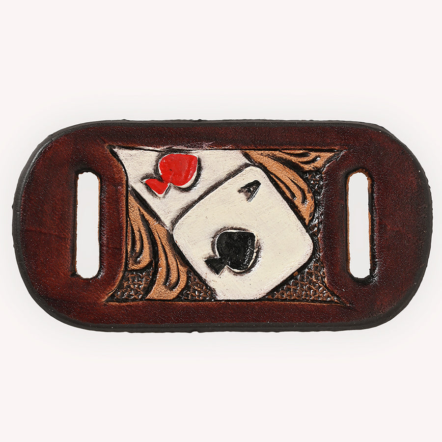 American Darling Hand Tooled Leather Scarf Ring - Vegetable-Tanned Sunflower Scarf Slide - Uhorse