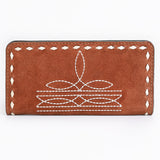 American Darling Western Black Clutch Bag Handcrafted from Genuine Suede Leather | Boot Stitched Design, Buckstitch Trim & Multi-Compartment Interior