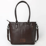 American Darling Western Tote Bag Handcrafted from Quilted & Hand-Tooled Genuine Leather | Floral Carved Accent, Buckstitch & YKK Zipper