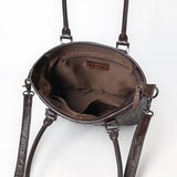 American Darling Western Tote Bag Handcrafted from Quilted & Hand-Tooled Genuine Leather | Floral Carved Accent, Buckstitch & YKK Zipper