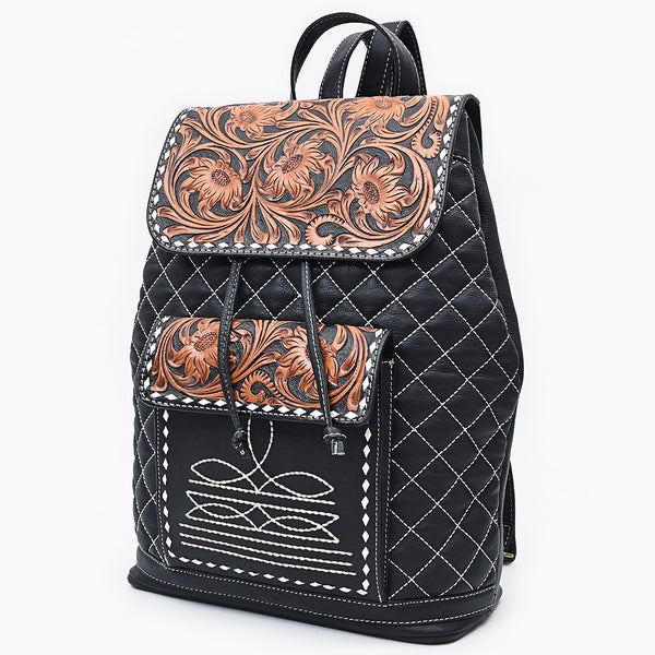 American Darling Hand Tooled Quilted Genuine Leather Backpack - Uhorse
